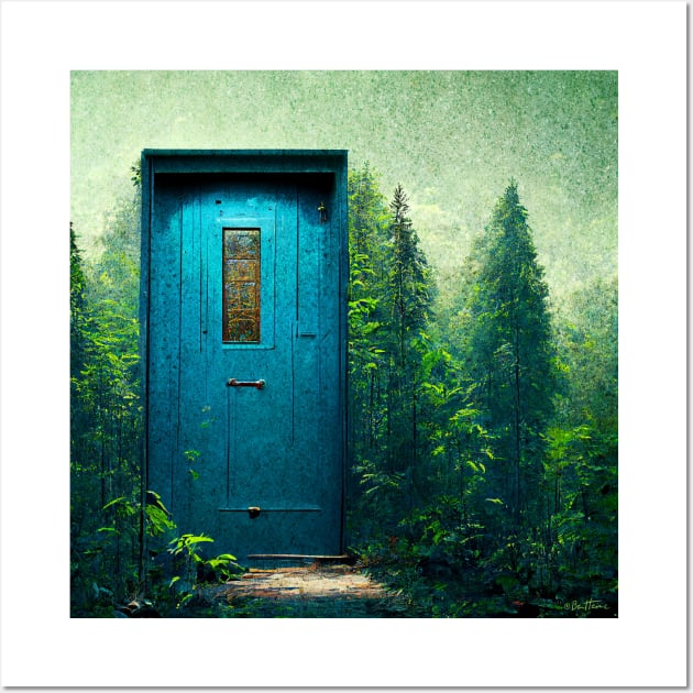 Blue Door in the Green Wall Art by benheineart